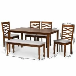 Baxton Studio Lanier Dining Table & Chair 6-piece Set -Baxton Studio Sales unnamed file 6087
