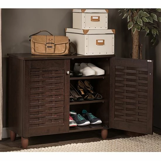 Baxton Studio Winda Wood Shoe Storage Entryway Cabinet 2 Baxton Studio Winda Wood Shoe Storage Entryway Cabinet - Image 2