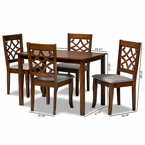Baxton Studio Celina Dining Table & Chair 5-piece Set 8 Baxton Studio Celina Dining Table & Chair 5-piece Set - Image 8