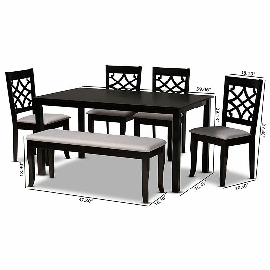 Baxton Studio Dori Dining Table & Chair 6-piece Set 8 Baxton Studio Dori Dining Table & Chair 6-piece Set - Image 8