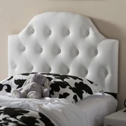 Baxton Studio Morris Faux Leather Scalloped Twin Headboard White
