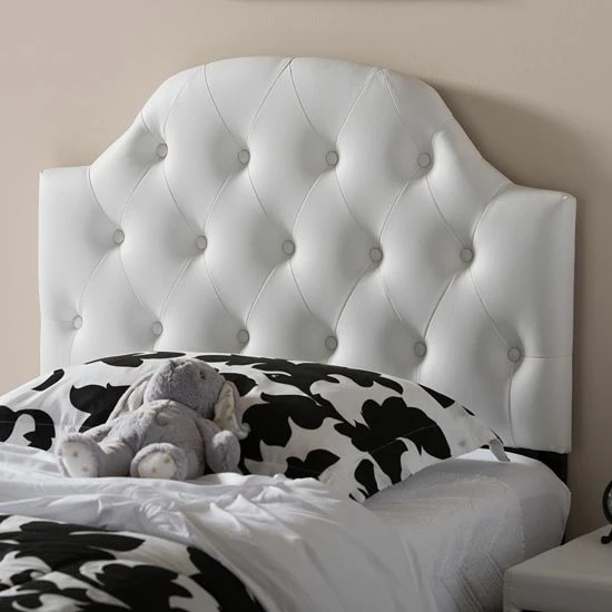 Baxton Studio Morris Faux Leather Scalloped Twin Headboard White 1 Baxton Studio Morris Faux Leather Scalloped Twin Headboard White