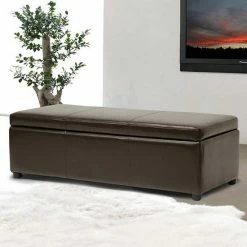 Baxton Studio Dark Brown PU Leather Storage Bench Ottoman