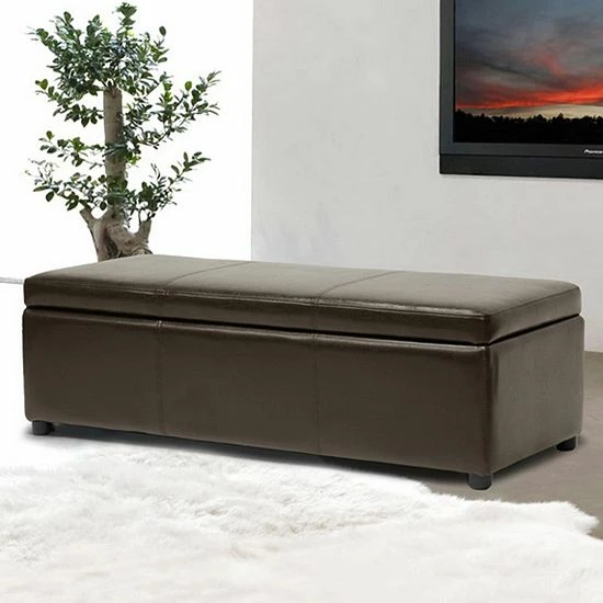 Baxton Studio Dark Brown PU Leather Storage Bench Ottoman 1 Baxton Studio Dark Brown PU Leather Storage Bench Ottoman