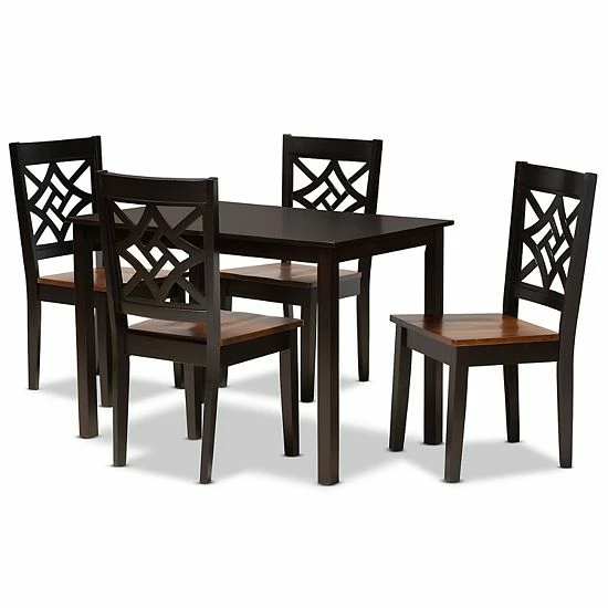 Baxton Studio Nicolette Dining 5-piece Set Dark Brown Walnut 9 Baxton Studio Nicolette Dining 5-piece Set Dark Brown Walnut - Image 9