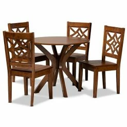 Baxton Studio Miela Dining 5-piece Set Walnut Brown