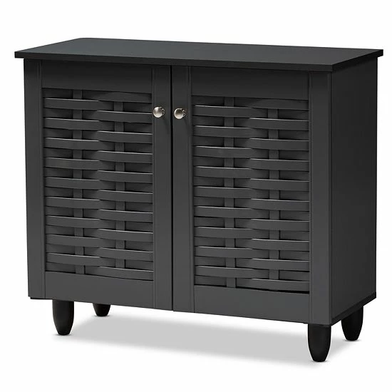 Baxton Studio Winda Charcoal Shoe Cabinet 1 Baxton Studio Winda Charcoal Shoe Cabinet