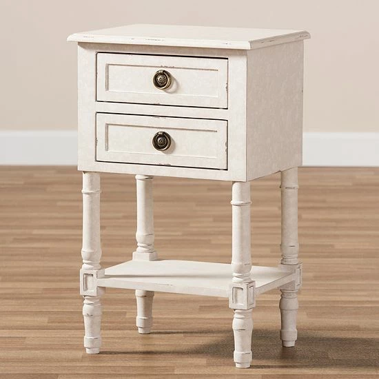 Baxton Studio Lenore White Nightstand 2 Baxton Studio Lenore White Nightstand - Image 2