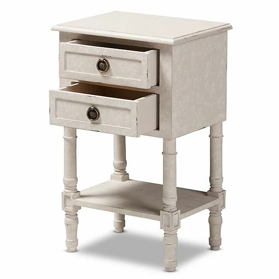 Baxton Studio Lenore White Nightstand 6 Baxton Studio Lenore White Nightstand - Image 6