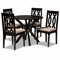 Baxton Studio Callie Dining Table & Chair 5-piece Set