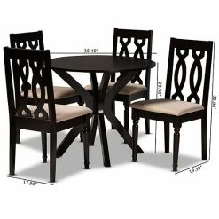 Baxton Studio Callie Dining Table & Chair 5-piece Set -Baxton Studio Sales unnamed file 6239