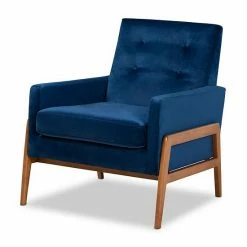 Baxton Studio Perris Chair Navy Blue Walnut Brown -Baxton Studio Sales unnamed file 6248