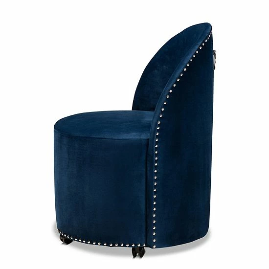 Baxton Studio Bethel Chair Navy Blue Black 4 Baxton Studio Bethel Chair Navy Blue Black - Image 4