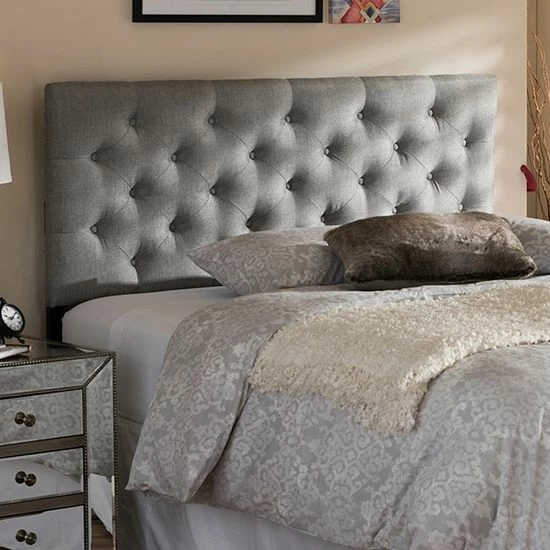 Baxton Studio Viviana Tufted Upholstered Headboard Gray 4 Baxton Studio Viviana Tufted Upholstered Headboard Gray - Image 4
