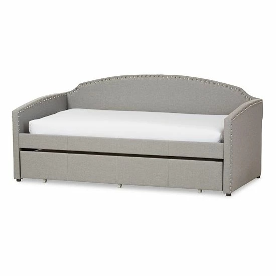 Baxton Studio Lanny Sofa Twin Daybed & Trundle Gray 4 Baxton Studio Lanny Sofa Twin Daybed & Trundle Gray - Image 4
