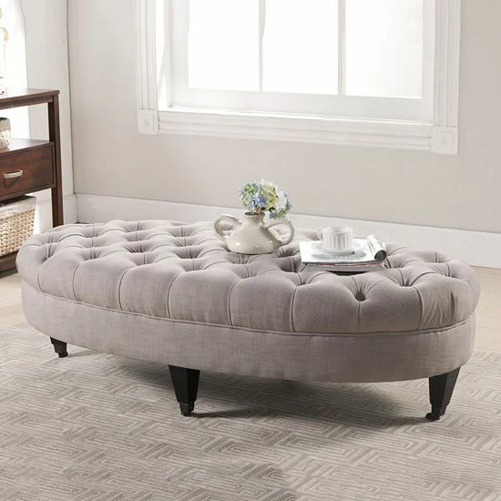 Baxton Studio Brighton Linen Tufted Modern Ottoman Beige 1 Baxton Studio Brighton Linen Tufted Modern Ottoman Beige