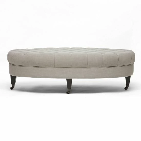 Baxton Studio Brighton Linen Tufted Modern Ottoman Beige 2 Baxton Studio Brighton Linen Tufted Modern Ottoman Beige - Image 2