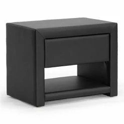 Baxton Studio Massey Upholstered Modern Nightstand Black