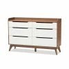 Baxton Studio Brighton Mid-Century 6-Drawer Dresser
