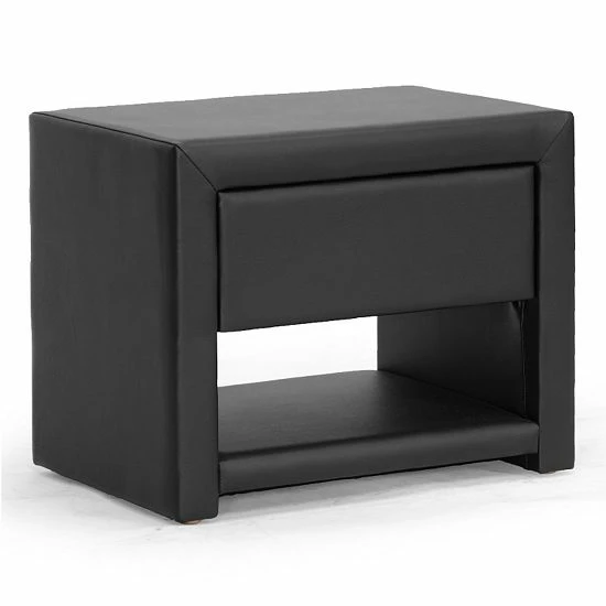 Baxton Studio Massey Upholstered Modern Nightstand Black 4 Baxton Studio Massey Upholstered Modern Nightstand Black - Image 4