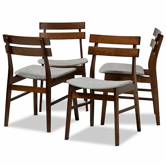 Baxton Studio Devlin Dining Chair 4-piece Set Light Gray Walnut 1 Baxton Studio Devlin Dining Chair 4-piece Set Light Gray Walnut