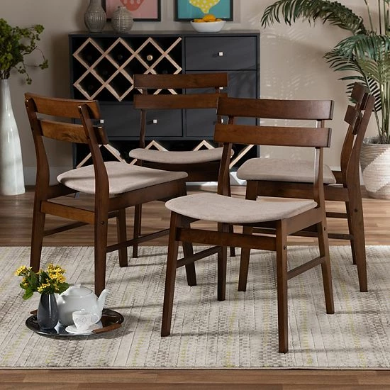 Baxton Studio Devlin Dining Chair 4-piece Set Light Gray Walnut 2 Baxton Studio Devlin Dining Chair 4-piece Set Light Gray Walnut - Image 2