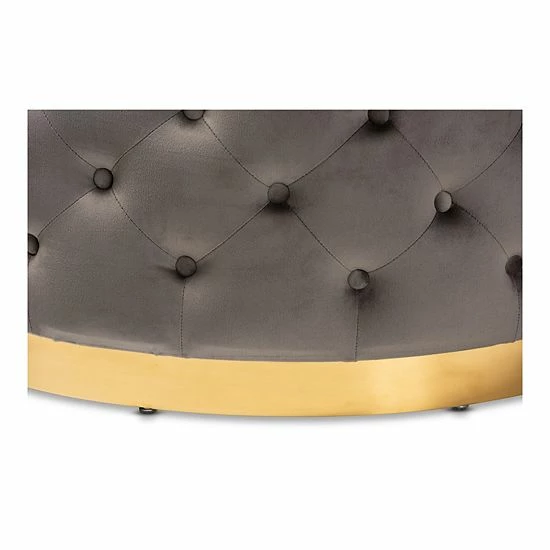 Baxton Studio Sasha Ottoman Gray Gold 4 Baxton Studio Sasha Ottoman Gray Gold - Image 4
