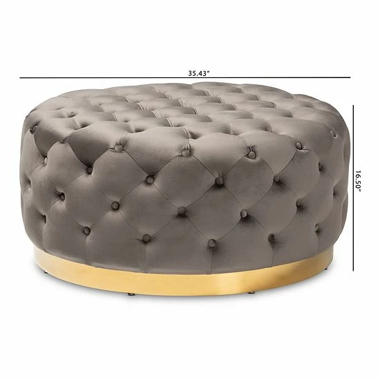 Baxton Studio Sasha Ottoman Gray Gold 5 Baxton Studio Sasha Ottoman Gray Gold - Image 5