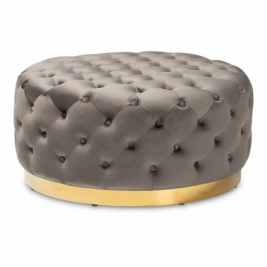 Baxton Studio Sasha Ottoman Gray Gold 6 Baxton Studio Sasha Ottoman Gray Gold - Image 6