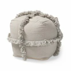 Baxton Studio Fringe Ottoman Gray