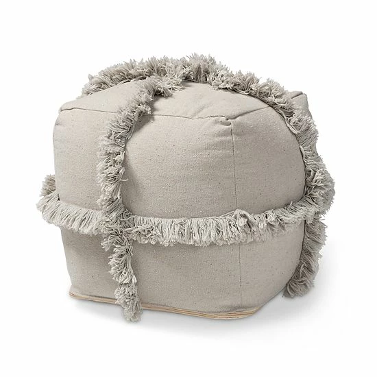 Baxton Studio Fringe Ottoman Gray 1 Baxton Studio Fringe Ottoman Gray