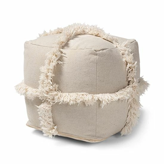 Baxton Studio Fringe Ottoman Gray 4 Baxton Studio Fringe Ottoman Gray - Image 4