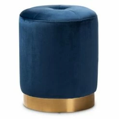 Baxton Studio Alonza Ottoman Blue