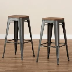 Baxton Studio Henri Bar Stool 2-piece Set