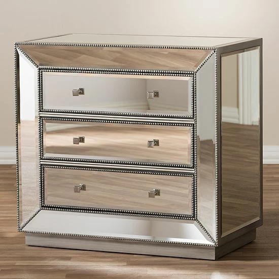 Baxton Studio Edeline Mirrored Dresser 6 Baxton Studio Edeline Mirrored Dresser - Image 6