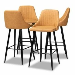 Baxton Studio Walter Bar Stool 4-piece Set Tan Black