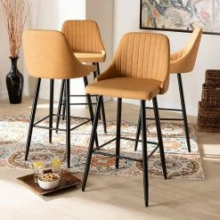 Baxton Studio Walter Bar Stool 4-piece Set Tan Black -Baxton Studio Sales unnamed file 6370