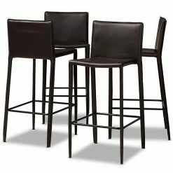 Baxton Studio Malcom Bar Stool 4-piece Set Dark Brown