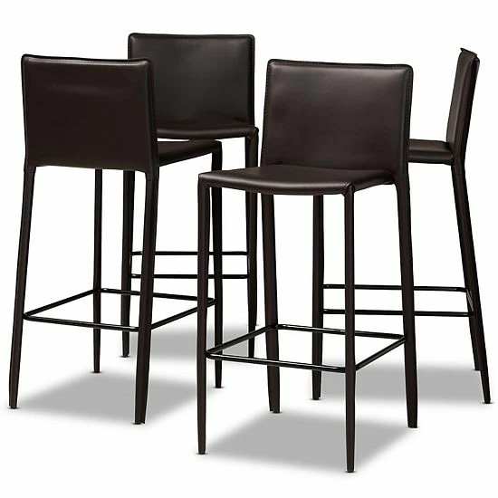 Baxton Studio Malcom Bar Stool 4-piece Set Dark Brown 1 Baxton Studio Malcom Bar Stool 4-piece Set Dark Brown