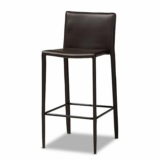 Baxton Studio Malcom Bar Stool 4-piece Set Dark Brown 2 Baxton Studio Malcom Bar Stool 4-piece Set Dark Brown - Image 2