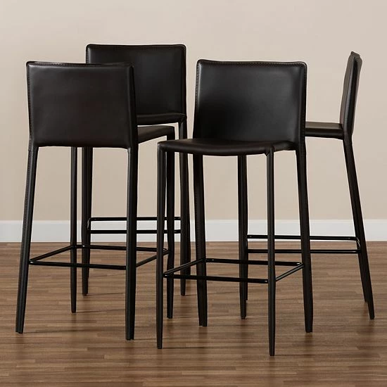 Baxton Studio Malcom Bar Stool 4-piece Set Dark Brown 6 Baxton Studio Malcom Bar Stool 4-piece Set Dark Brown - Image 6