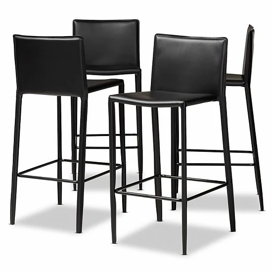 Baxton Studio Malcom Bar Stool 4-piece Set Dark Brown 9 Baxton Studio Malcom Bar Stool 4-piece Set Dark Brown - Image 9
