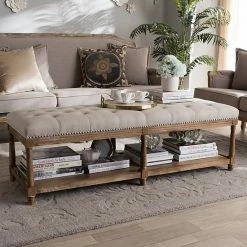 Baxton Studio Celeste Rustic Coffee Table Bench