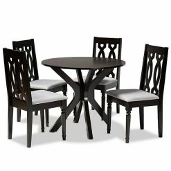 Baxton Studio Callie Dining Table & Chair 5-piece Set Gray Walnut