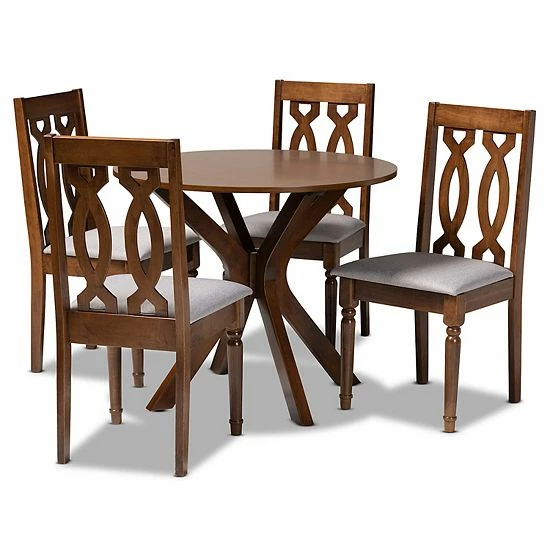 Baxton Studio Callie Dining Table & Chair 5-piece Set Gray Walnut 10 Baxton Studio Callie Dining Table & Chair 5-piece Set Gray Walnut - Image 10