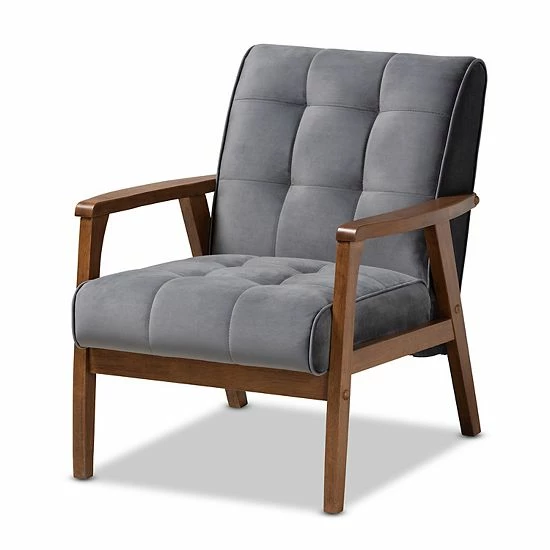 Baxton Studio Asta Mid-Century Modern Armchair Gray 9 Baxton Studio Asta Mid-Century Modern Armchair Gray - Image 9