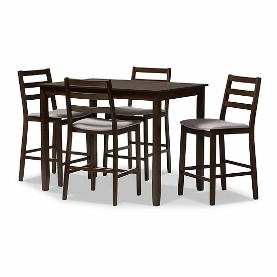 Baxton Studio Modern Grey Ladder Back Stool & Table Pub 5-piece Set 1 Baxton Studio Modern Grey Ladder Back Stool & Table Pub 5-piece Set