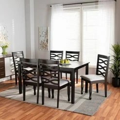 Baxton Studio Lanier Dining Table & Chair 7-piece Set -Baxton Studio Sales unnamed file 6479