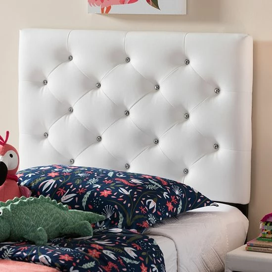 Baxton Studio Viviana Faux Leather Twin Headboard White 3 Baxton Studio Viviana Faux Leather Twin Headboard White - Image 3