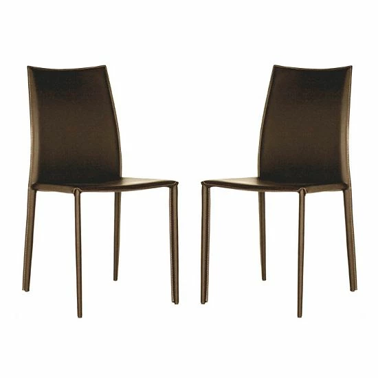 Baxton Studio 2-Piece Rockford Leather Dining Chair Set Brown 1 Baxton Studio 2-Piece Rockford Leather Dining Chair Set Brown
